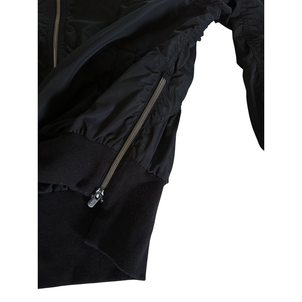 Athleta Jetset Bomber Jacket Black Medium Water Resistant Ruched Utility - Picture 9 of 12